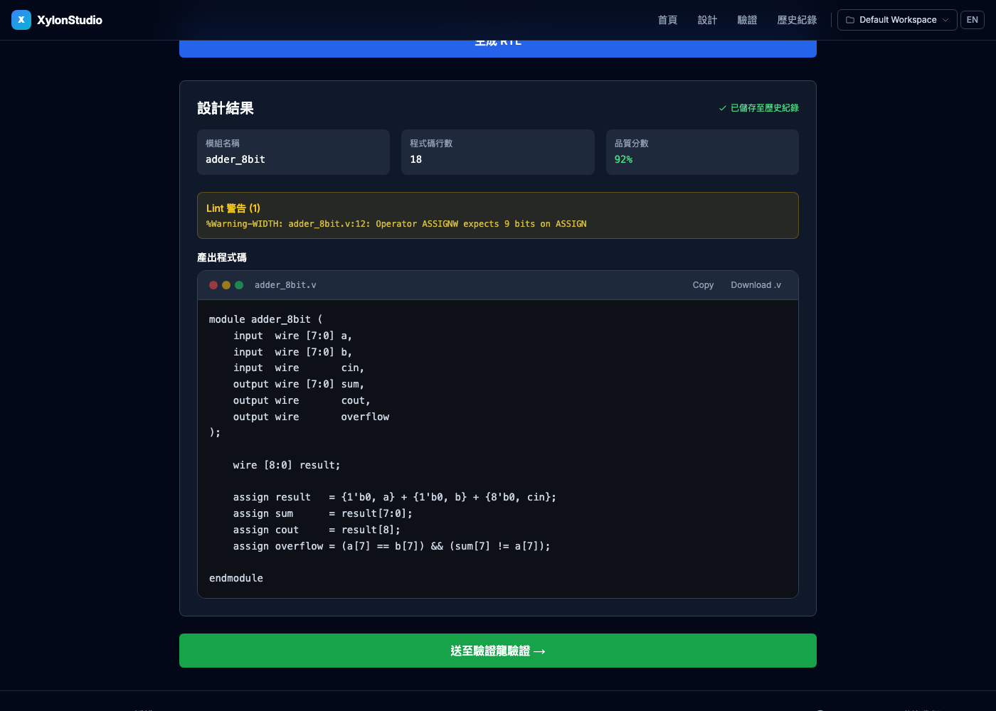 AI-generated RTL design result